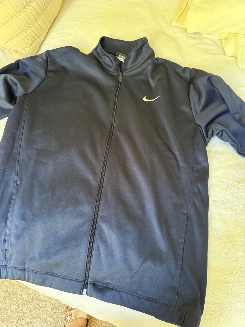 Nike Navy and White Full-Zip Athletic Jacket